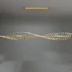 Серия люстр с линейным корпусом и спиральным расположением светодиодных источников света в виде хрустальных кристаллов GLORIOLE TWIRL LINE L200 от ImperiumLoft