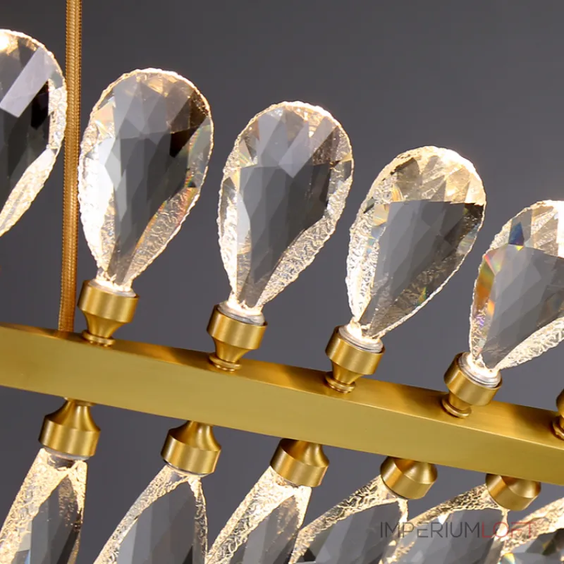 Серия люстр с линейным корпусом и спиральным расположением светодиодных источников света в виде хрустальных кристаллов GLORIOLE TWIRL LINE L150 от ImperiumLoft