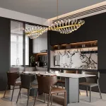 Серия люстр с линейным корпусом и спиральным расположением светодиодных источников света в виде хрустальных кристаллов GLORIOLE TWIRL LINE L150 от ImperiumLoft