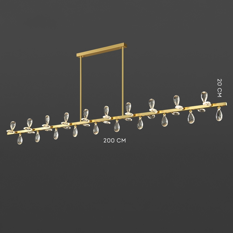 Серия светодиодных люстр с рядным расположением источников света в виде хрустальных кристаллов GLORIOLE SPIN LINE A L200 от ImperiumLoft