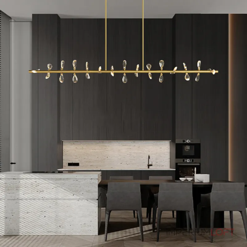 Серия светодиодных люстр с рядным расположением источников света в виде хрустальных кристаллов GLORIOLE SPIN LINE B L156 от ImperiumLoft