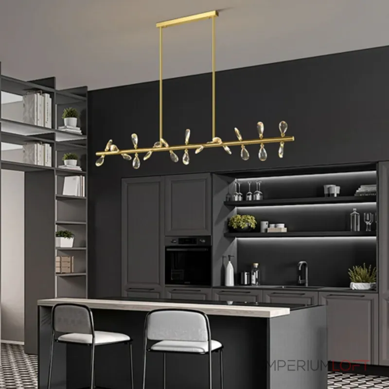 Серия светодиодных люстр с рядным расположением источников света в виде хрустальных кристаллов GLORIOLE SPIN LINE B L156 от ImperiumLoft