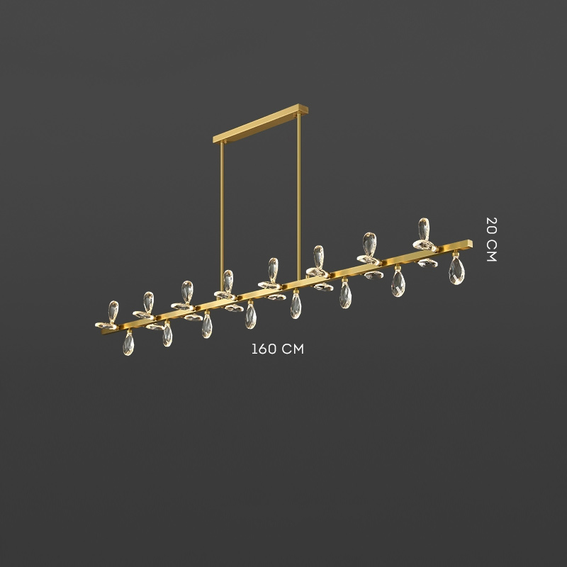 Серия светодиодных люстр с рядным расположением источников света в виде хрустальных кристаллов GLORIOLE SPIN LINE A L160 от ImperiumLoft