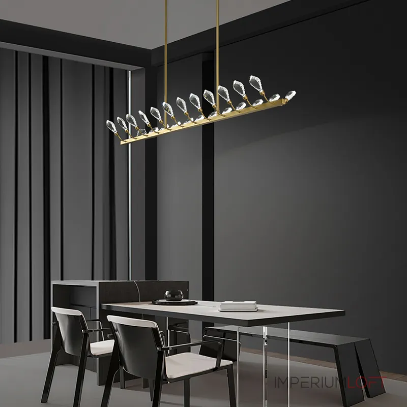 Серия светодиодных люстр с рядным расположением источников света в виде хрустальных кристаллов GLORIOLE UP DOWN LINE B L140 от ImperiumLoft