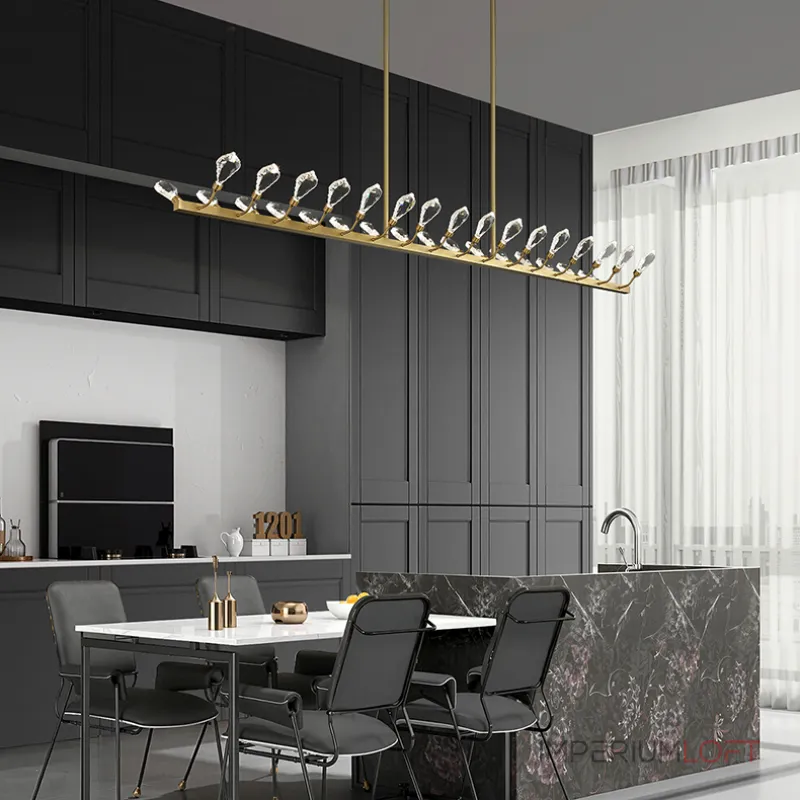 Серия светодиодных люстр с рядным расположением источников света в виде хрустальных кристаллов GLORIOLE UP DOWN LINE B L140 от ImperiumLoft