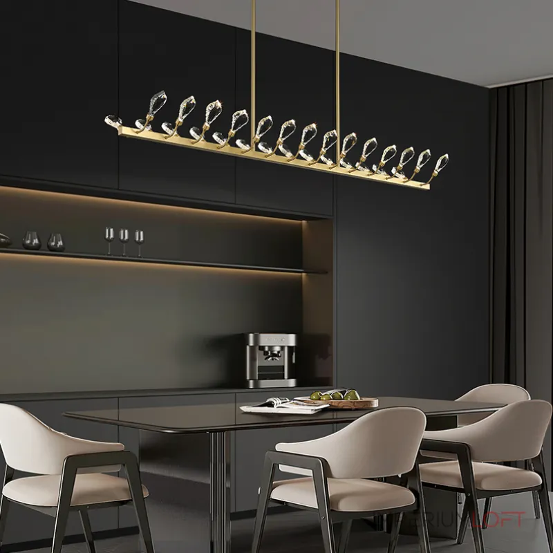 Серия светодиодных люстр с рядным расположением источников света в виде хрустальных кристаллов GLORIOLE UP DOWN LINE B L140 от ImperiumLoft