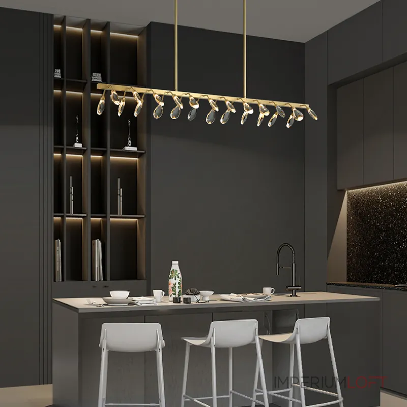 Серия светодиодных люстр с рядным расположением источников света в виде хрустальных кристаллов GLORIOLE UP DOWN LINE B L140 от ImperiumLoft
