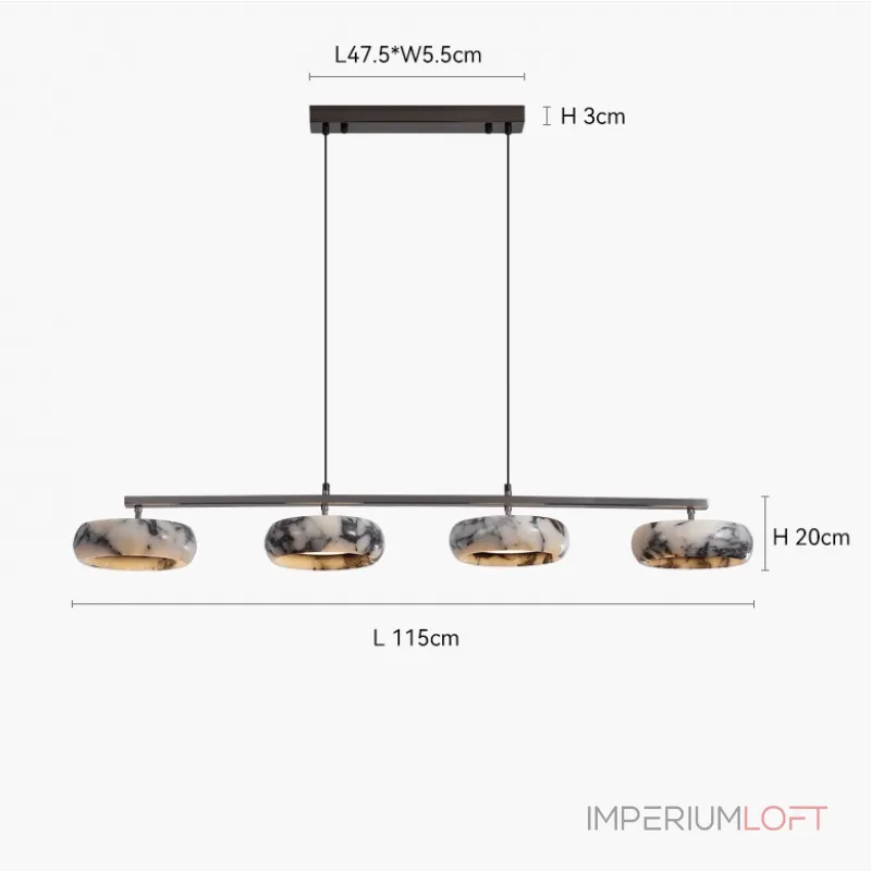 Линейный двунаправленный светильник с рядным расположением плафонов из мрамора с фактурой Bulgary Stone EILERT NEPHRITE LONG от ImperiumLoft