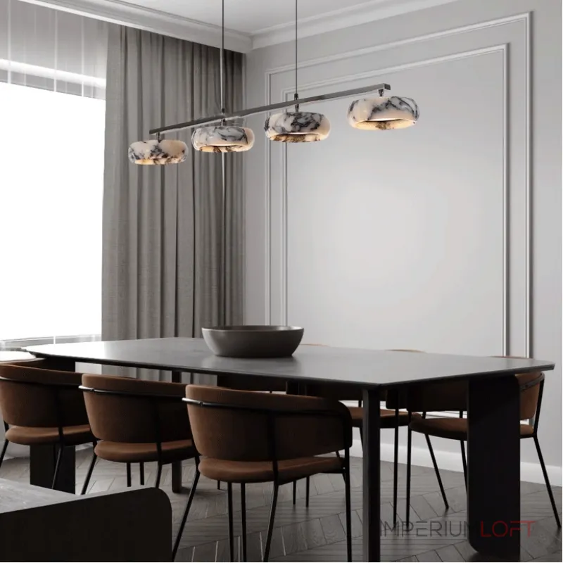 Линейный двунаправленный светильник с рядным расположением плафонов из мрамора с фактурой Bulgary Stone EILERT NEPHRITE LONG от ImperiumLoft