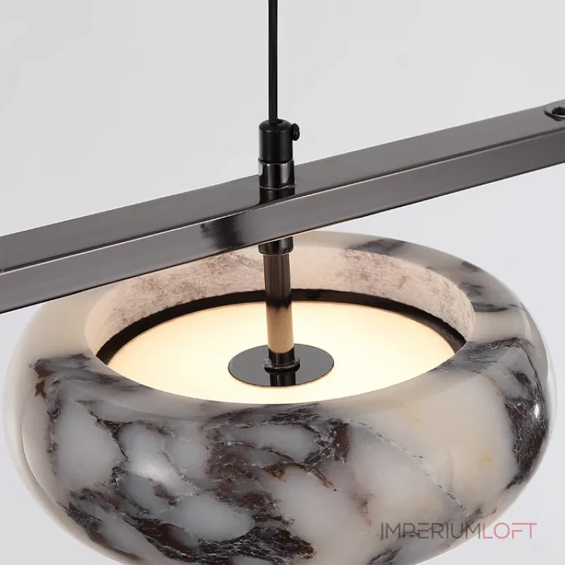 Линейный двунаправленный светильник с рядным расположением плафонов из мрамора с фактурой Bulgary Stone EILERT NEPHRITE LONG от ImperiumLoft