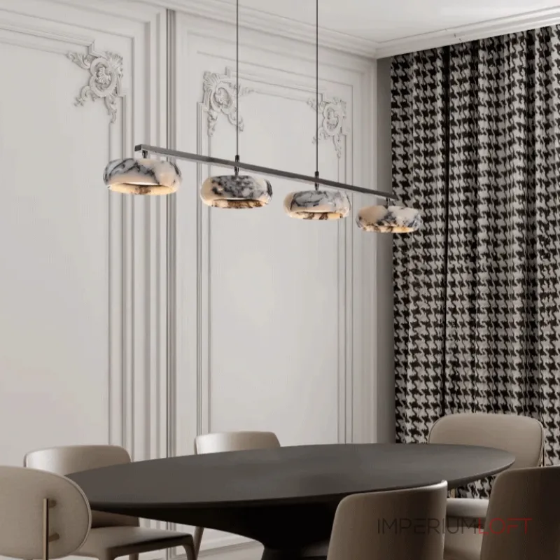 Линейный двунаправленный светильник с рядным расположением плафонов из мрамора с фактурой Bulgary Stone EILERT NEPHRITE LONG от ImperiumLoft