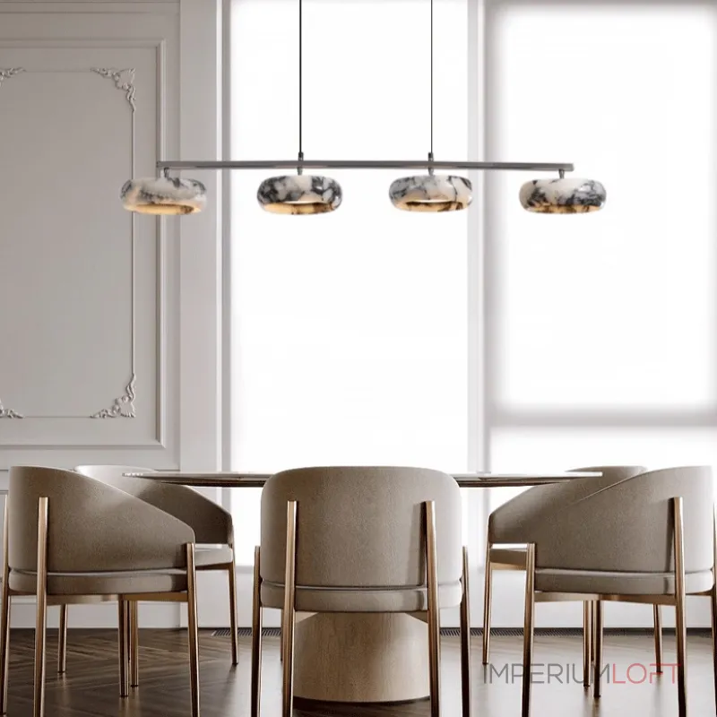 Линейный двунаправленный светильник с рядным расположением плафонов из мрамора с фактурой Bulgary Stone EILERT NEPHRITE LONG от ImperiumLoft