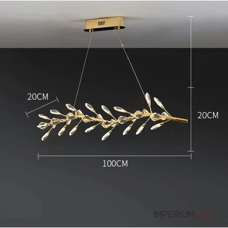 Светодиодный реечный светильник в виде ветки с декором из хрустальных элементов GLORIOLE BRANCH от ImperiumLoft