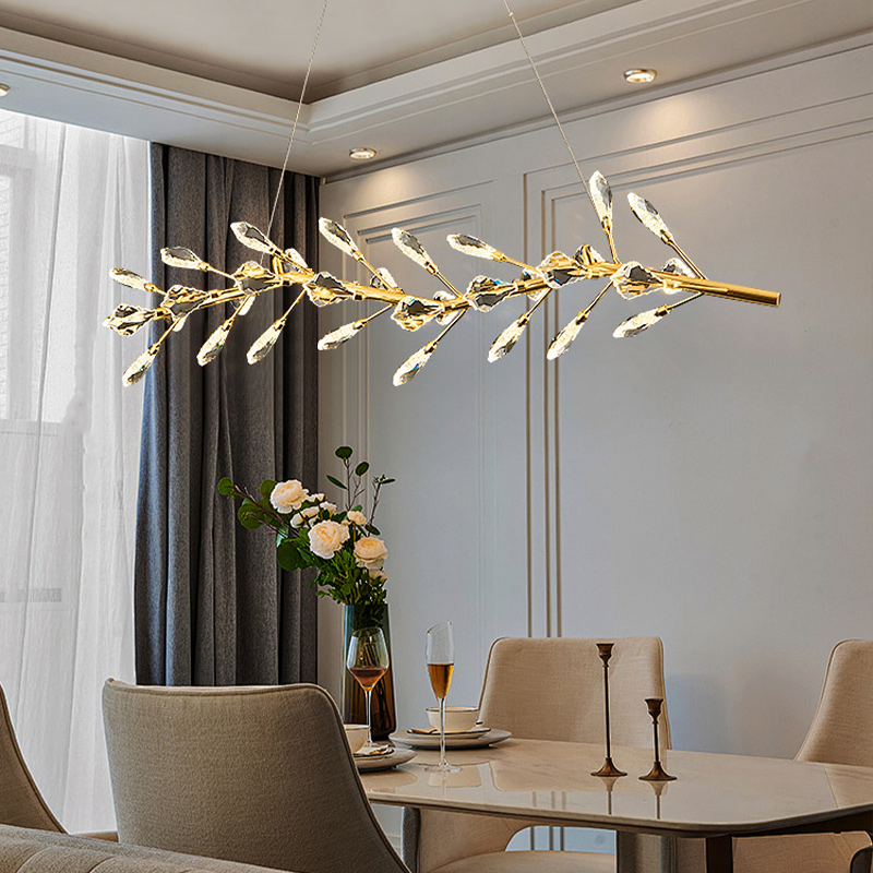 Светодиодный реечный светильник в виде ветки с декором из хрустальных элементов GLORIOLE BRANCH от ImperiumLoft