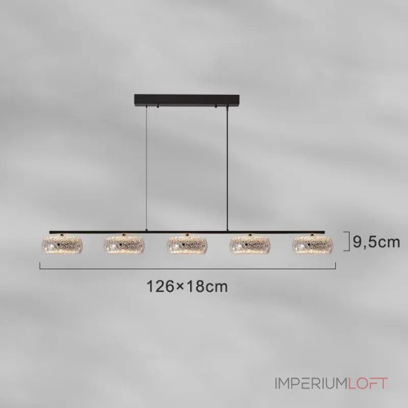 Серия светодиодных реечных люстр с прозрачными фактурными плафонами и двунаправленным светом EILERT LONG L126 от ImperiumLoft