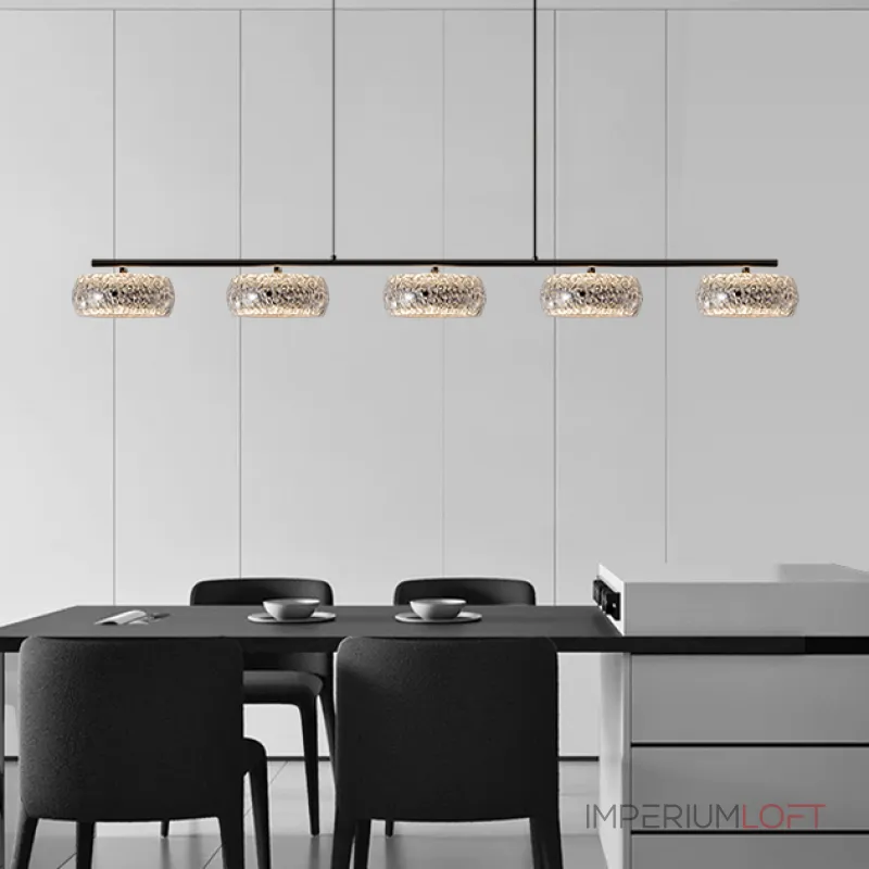 Серия светодиодных реечных люстр с прозрачными фактурными плафонами и двунаправленным светом EILERT LONG L126 от ImperiumLoft