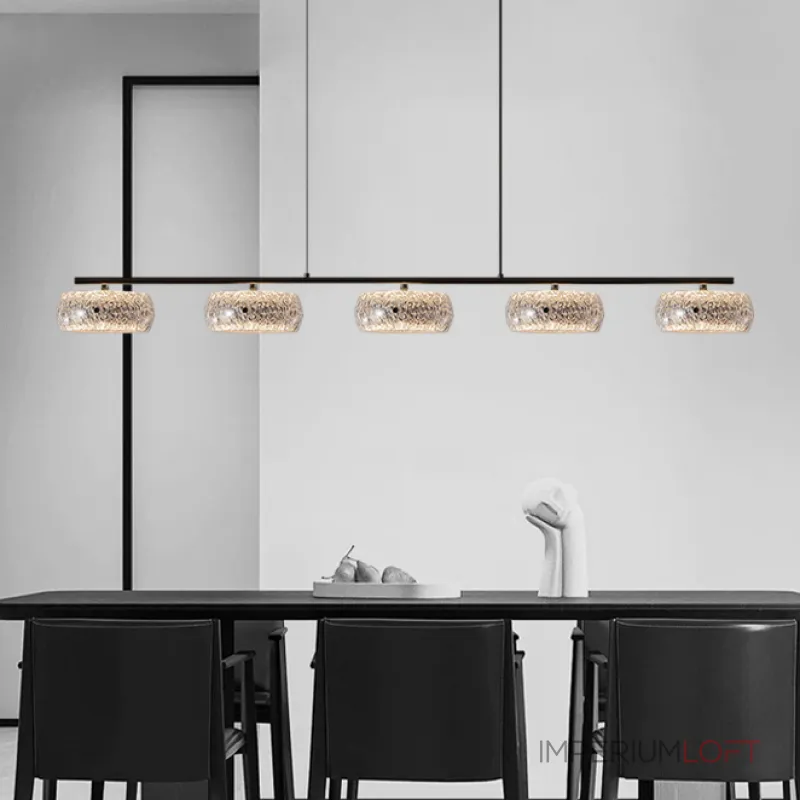 Серия светодиодных реечных люстр с прозрачными фактурными плафонами и двунаправленным светом EILERT LONG L126 от ImperiumLoft