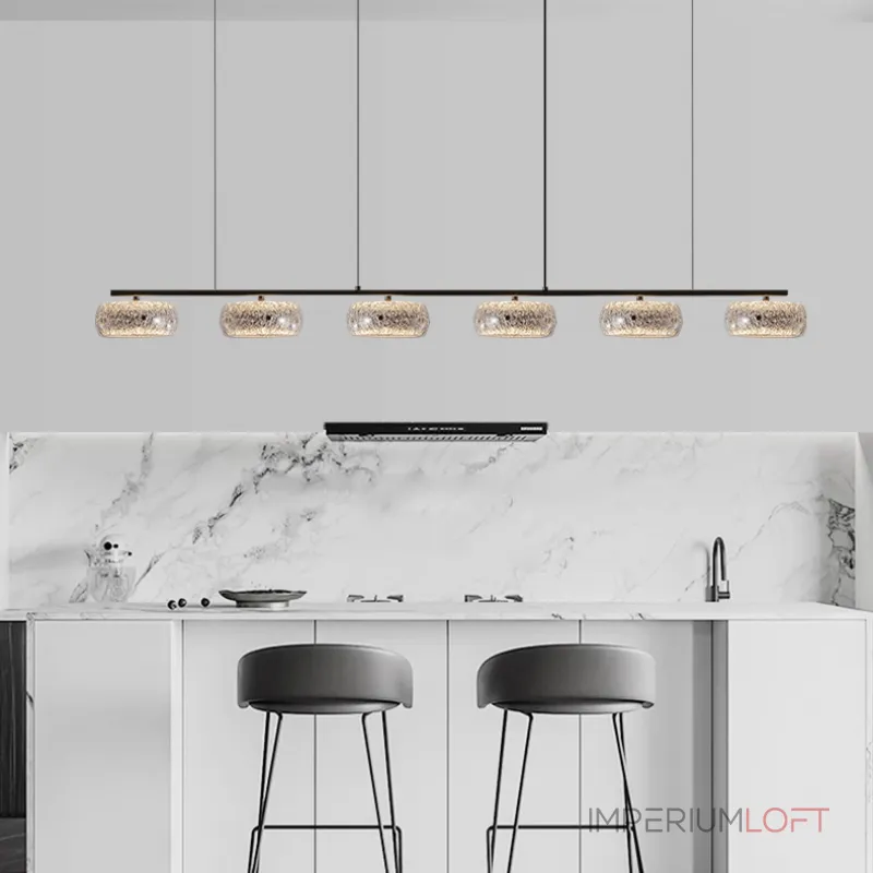 Серия светодиодных реечных люстр с прозрачными фактурными плафонами и двунаправленным светом EILERT LONG L126 от ImperiumLoft