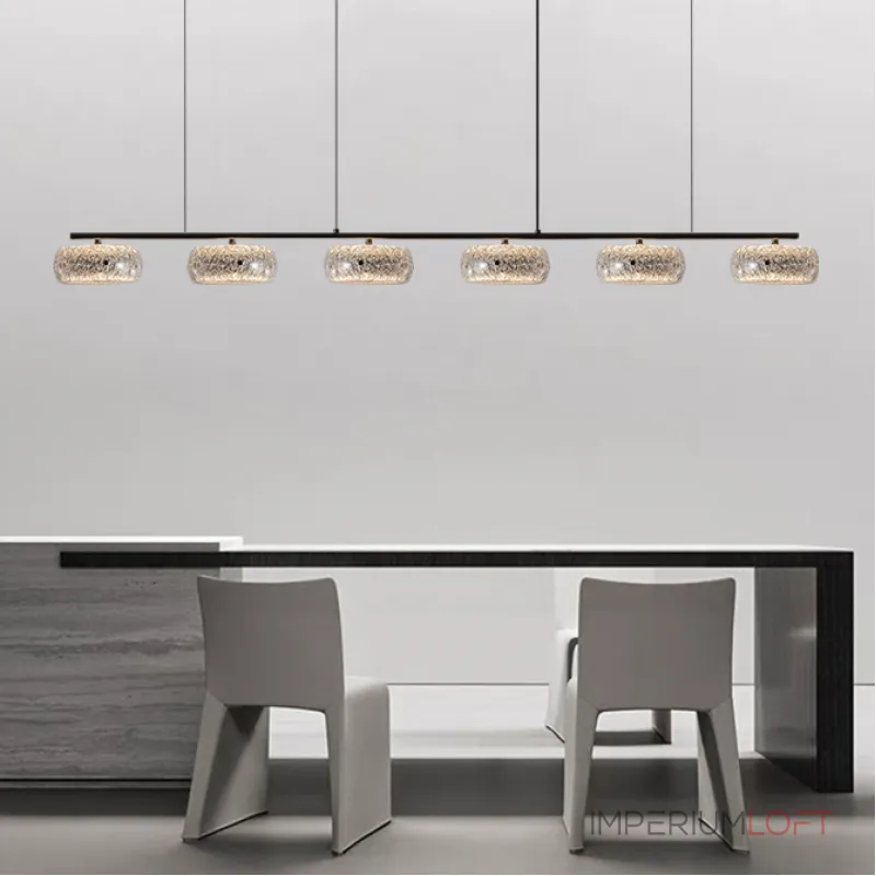 Серия светодиодных реечных люстр с прозрачными фактурными плафонами и двунаправленным светом EILERT LONG L126 от ImperiumLoft