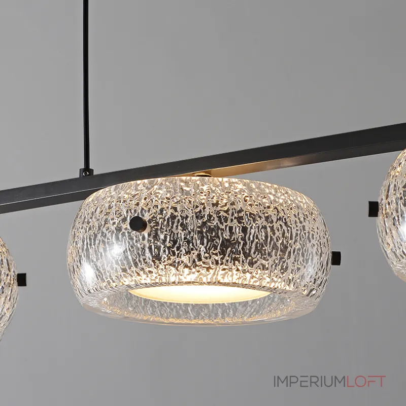 Серия светодиодных реечных люстр с прозрачными фактурными плафонами и двунаправленным светом EILERT LONG L126 от ImperiumLoft