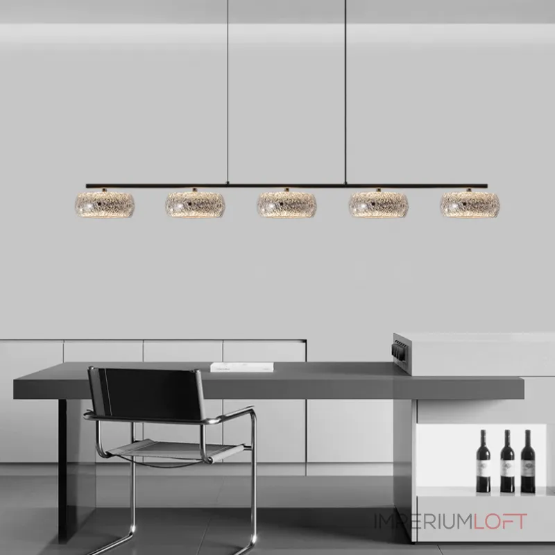 Серия светодиодных реечных люстр с прозрачными фактурными плафонами и двунаправленным светом EILERT LONG L126 от ImperiumLoft