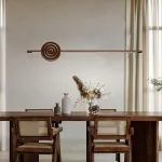 Серия светодиодных реечных светильников из высококачественной древесины с декоративным диском с концентрическим рельефом ZVI WOOD  L147 Light Brown от ImperiumLoft