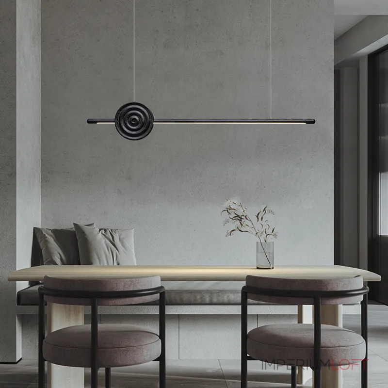 Серия светодиодных реечных светильников из высококачественной древесины с декоративным диском с концентрическим рельефом ZVI WOOD  L147 Light Brown от ImperiumLoft