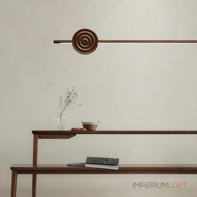 Серия светодиодных реечных светильников из высококачественной древесины с декоративным диском с концентрическим рельефом ZVI WOOD  L147 Light Brown от ImperiumLoft