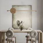 Серия светодиодных реечных светильников из высококачественной древесины с декоративным диском с концентрическим рельефом ZVI WOOD  L147 Light Brown от ImperiumLoft