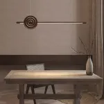 Серия светодиодных реечных светильников из высококачественной древесины с декоративным диском с концентрическим рельефом ZVI WOOD  L147 Light Brown от ImperiumLoft