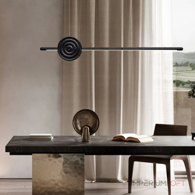 Серия светодиодных реечных светильников из высококачественной древесины с декоративным диском с концентрическим рельефом ZVI WOOD  L147 Light Brown от ImperiumLoft