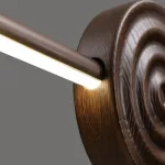 Серия светодиодных реечных светильников из высококачественной древесины с декоративным диском с концентрическим рельефом ZVI WOOD  L147 Light Brown от ImperiumLoft