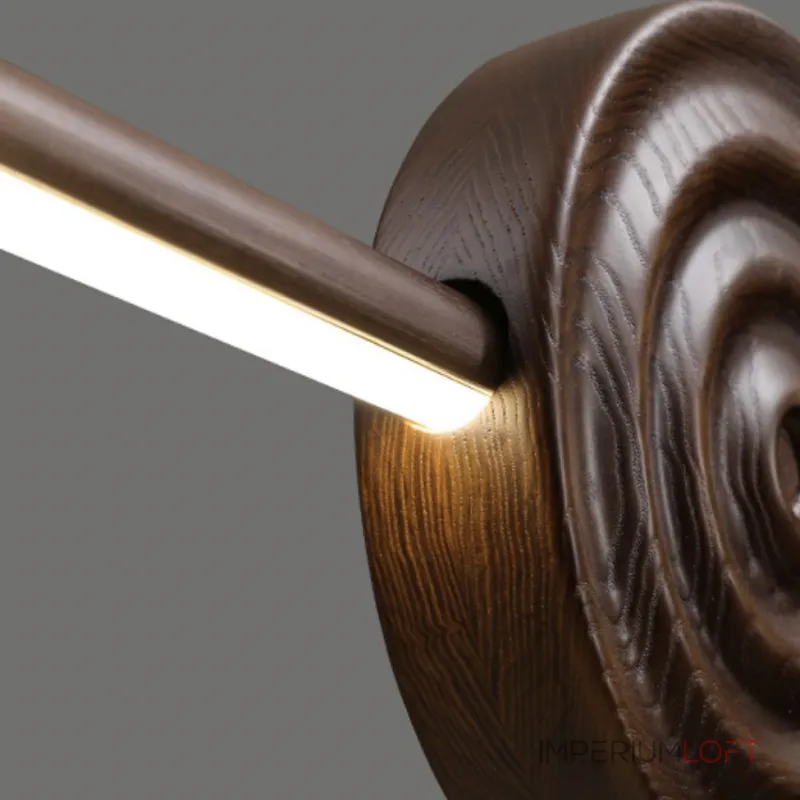 Серия светодиодных реечных светильников из высококачественной древесины с декоративным диском с концентрическим рельефом ZVI WOOD  L147 Light Brown от ImperiumLoft