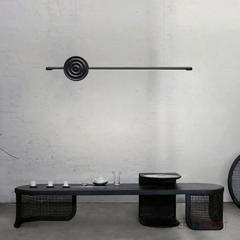 Серия светодиодных реечных светильников из высококачественной древесины с декоративным диском с концентрическим рельефом ZVI WOOD  L147 Light Brown от ImperiumLoft