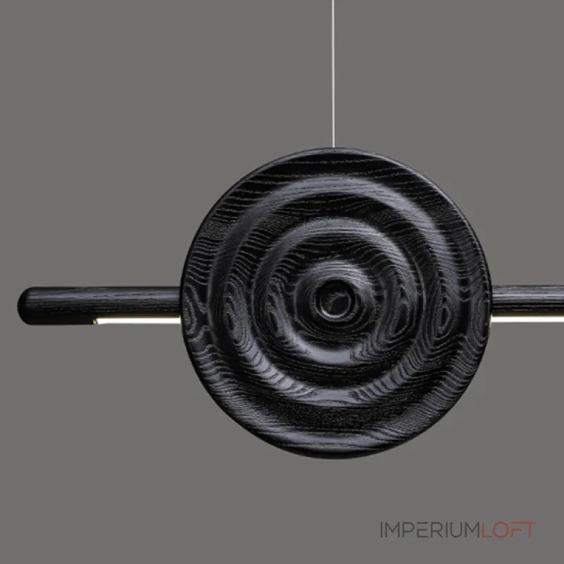 Серия светодиодных реечных светильников из высококачественной древесины с декоративным диском с концентрическим рельефом ZVI WOOD  L147 Light Brown от ImperiumLoft