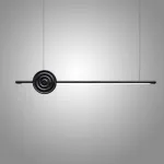 Серия светодиодных реечных светильников из высококачественной древесины с декоративным диском с концентрическим рельефом ZVI WOOD  L147 Black от ImperiumLoft