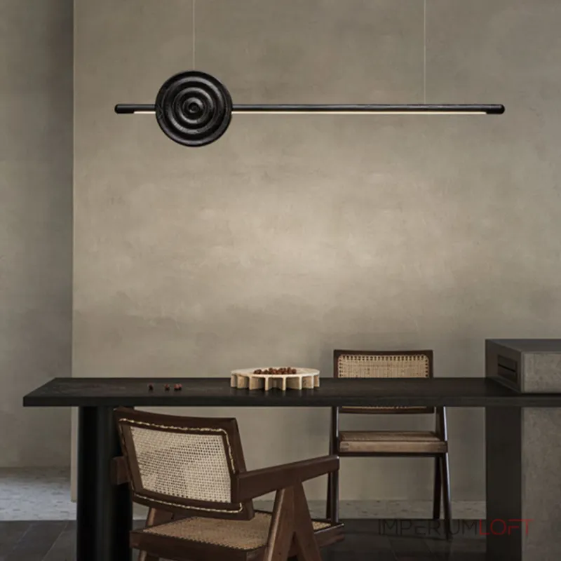 Серия светодиодных реечных светильников из высококачественной древесины с декоративным диском с концентрическим рельефом ZVI WOOD  L147 Light Brown от ImperiumLoft