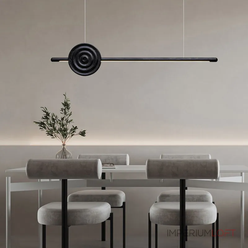 Серия светодиодных реечных светильников из высококачественной древесины с декоративным диском с концентрическим рельефом ZVI WOOD  L147 Light Brown от ImperiumLoft