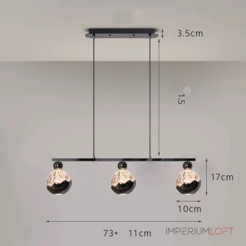 Серия светодиодных реечных светильников с шарообразными плафонами с рельефным изображением гор ECLA LONG L3 от ImperiumLoft