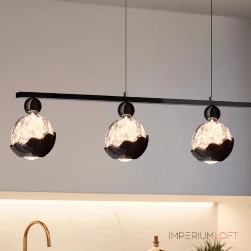 Серия светодиодных реечных светильников с шарообразными плафонами с рельефным изображением гор ECLA LONG L3 от ImperiumLoft