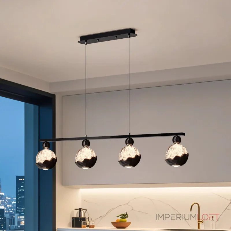 Серия светодиодных реечных светильников с шарообразными плафонами с рельефным изображением гор ECLA LONG L3 от ImperiumLoft