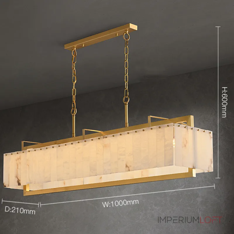 Реечный светильник с прямоугольными мраморными рассеивателями на латунном каркасе ADINA MARBLE LONG от ImperiumLoft