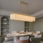 Реечный светильник с прямоугольными мраморными рассеивателями на латунном каркасе ADINA MARBLE LONG от ImperiumLoft