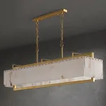 Реечный светильник с прямоугольными мраморными рассеивателями на латунном каркасе ADINA MARBLE LONG от ImperiumLoft