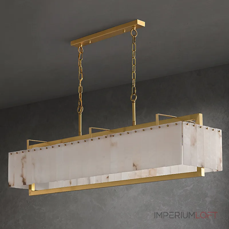 Реечный светильник с прямоугольными мраморными рассеивателями на латунном каркасе ADINA MARBLE LONG от ImperiumLoft