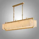 Реечный светильник с прямоугольными мраморными рассеивателями на латунном каркасе ADINA MARBLE LONG от ImperiumLoft