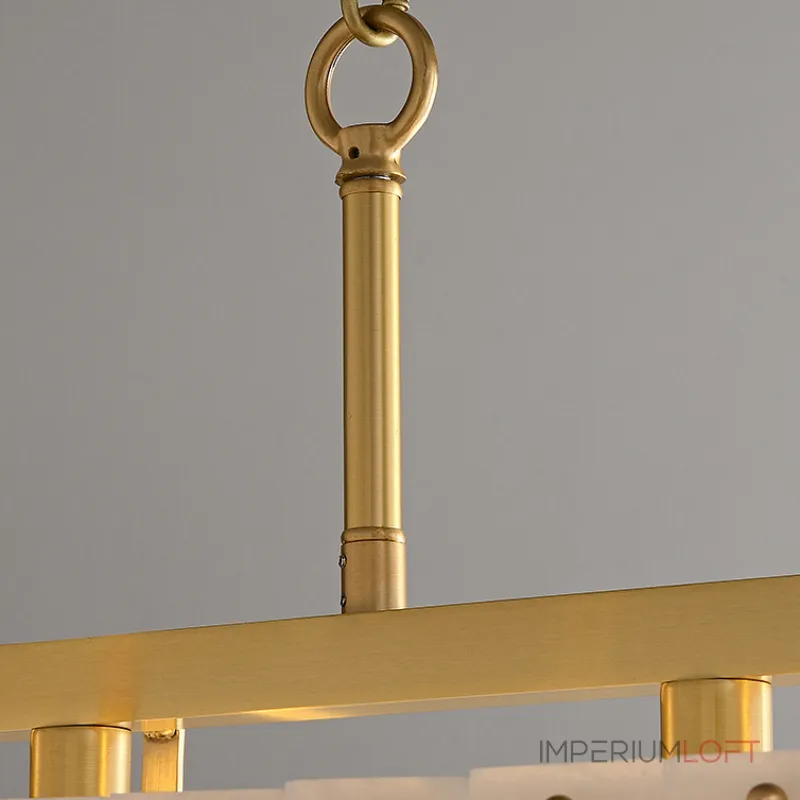 Реечный светильник с прямоугольными мраморными рассеивателями на латунном каркасе ADINA MARBLE LONG от ImperiumLoft