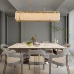 Реечный светильник с прямоугольными мраморными рассеивателями на латунном каркасе ADINA MARBLE LONG от ImperiumLoft