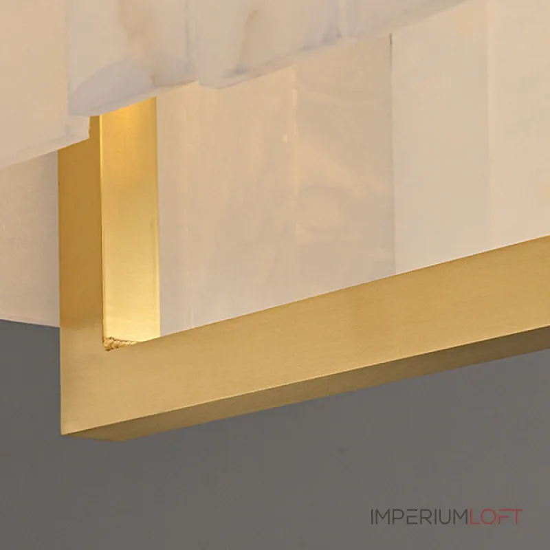 Реечный светильник с прямоугольными мраморными рассеивателями на латунном каркасе ADINA MARBLE LONG от ImperiumLoft