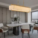 Реечный светильник с прямоугольными мраморными рассеивателями на латунном каркасе ADINA MARBLE LONG от ImperiumLoft